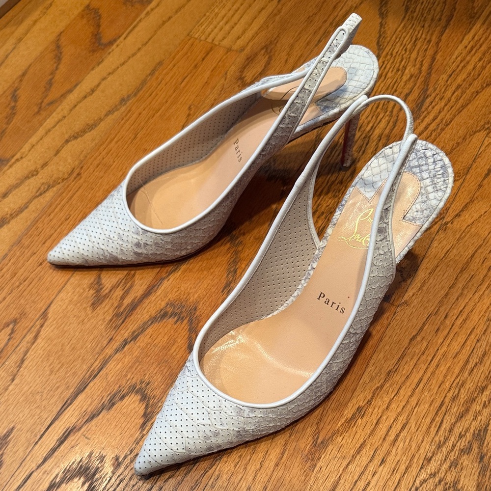 CHRISTIAN LOUBOUTIN KATE SLING PYTHON PUMPS leather heels size 9 9.5 10